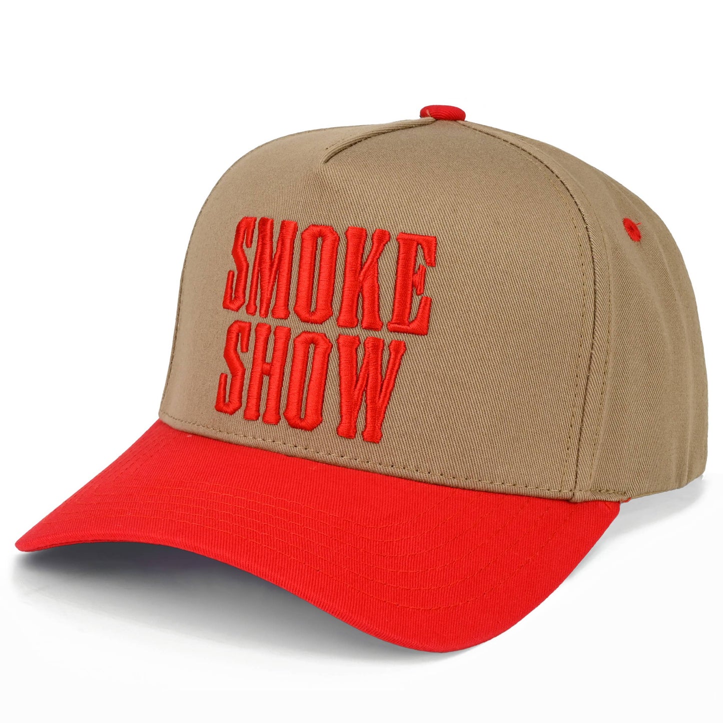 SMOKE SHOW CAMO Letter on Two Tone Trucker Hat