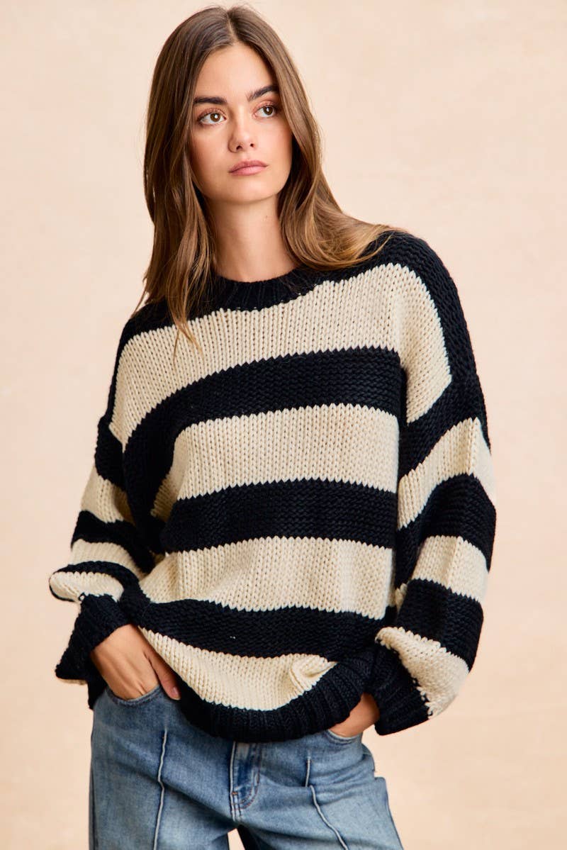 Stripe Chunky Sweater Top