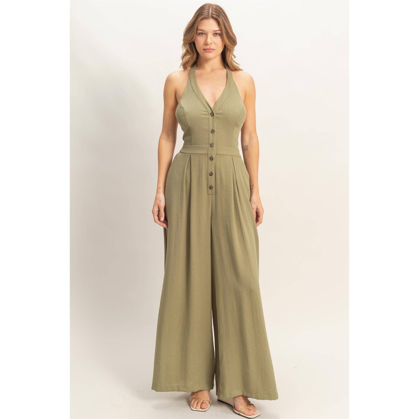 Halter Button Jumpsuit