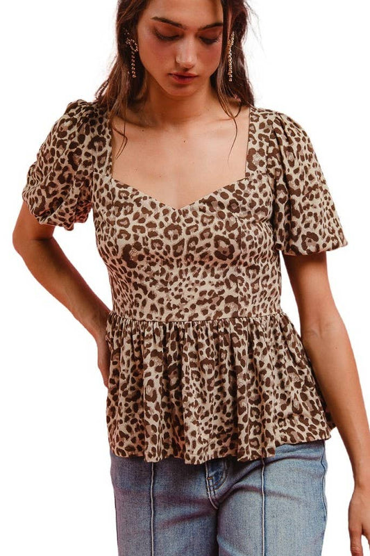 Leopard Peplum Top