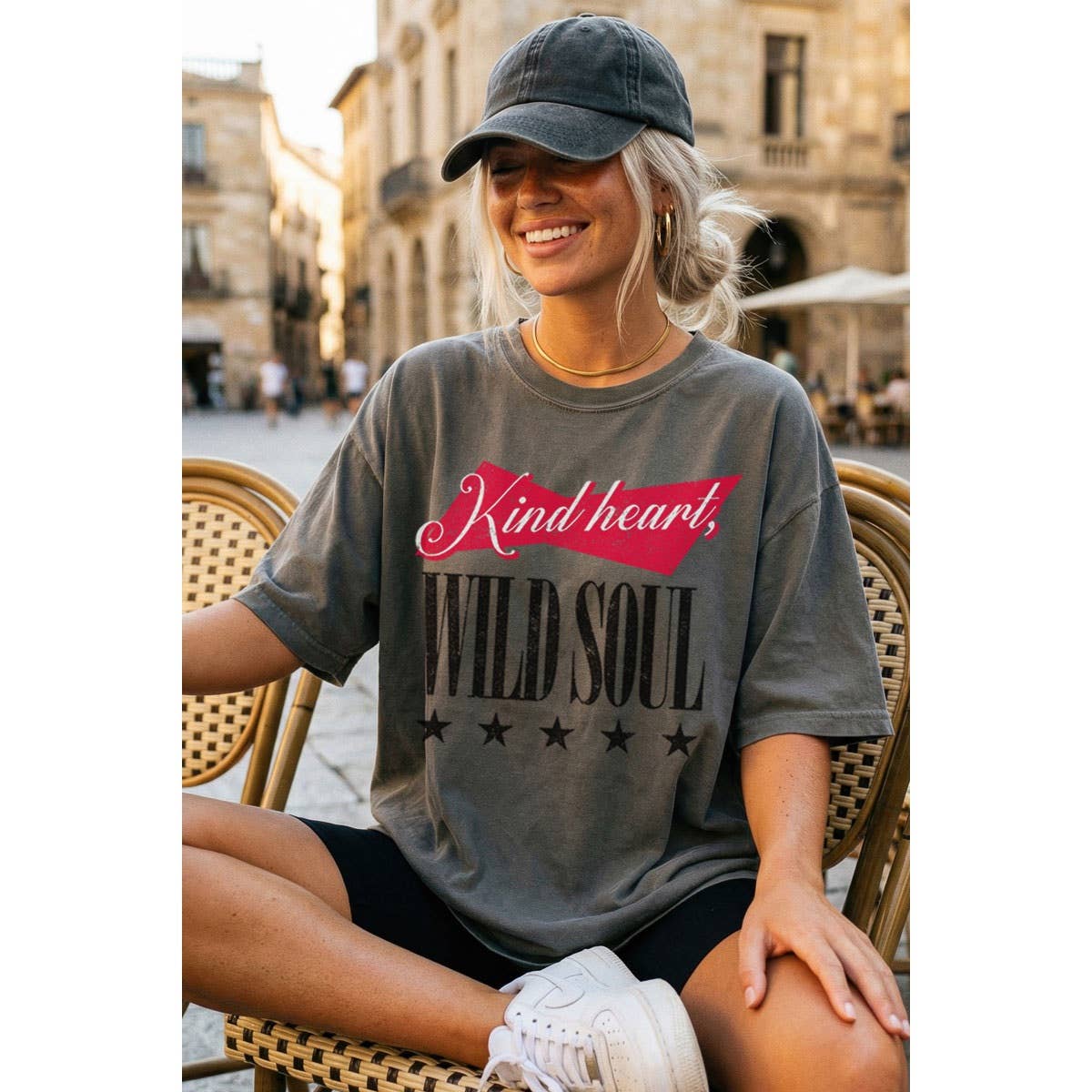 KIND HEART WILD SOUL OVERSIZED MINERAL GRAPHIC TEE