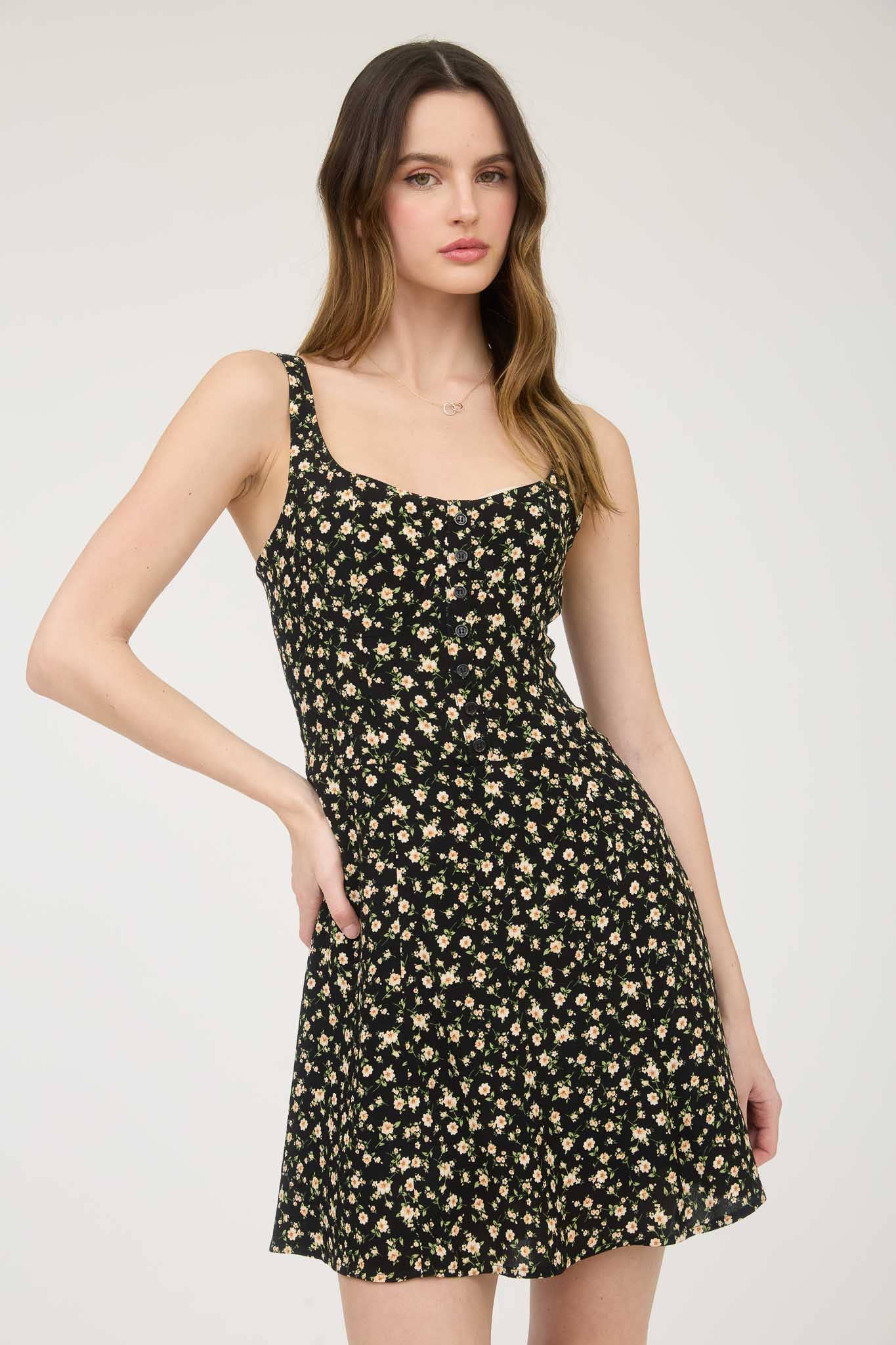 FLORAL BUTTON DOWN MINI DRESS