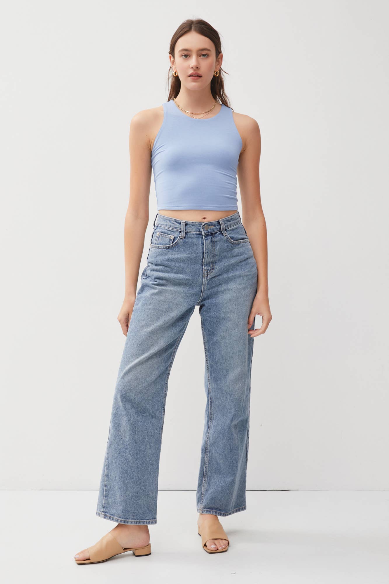 HIGH NECK CROPPED TANK