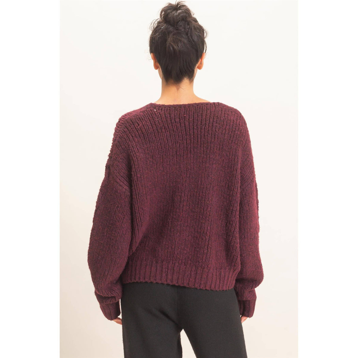 Cable Knit V-Neck Sweater