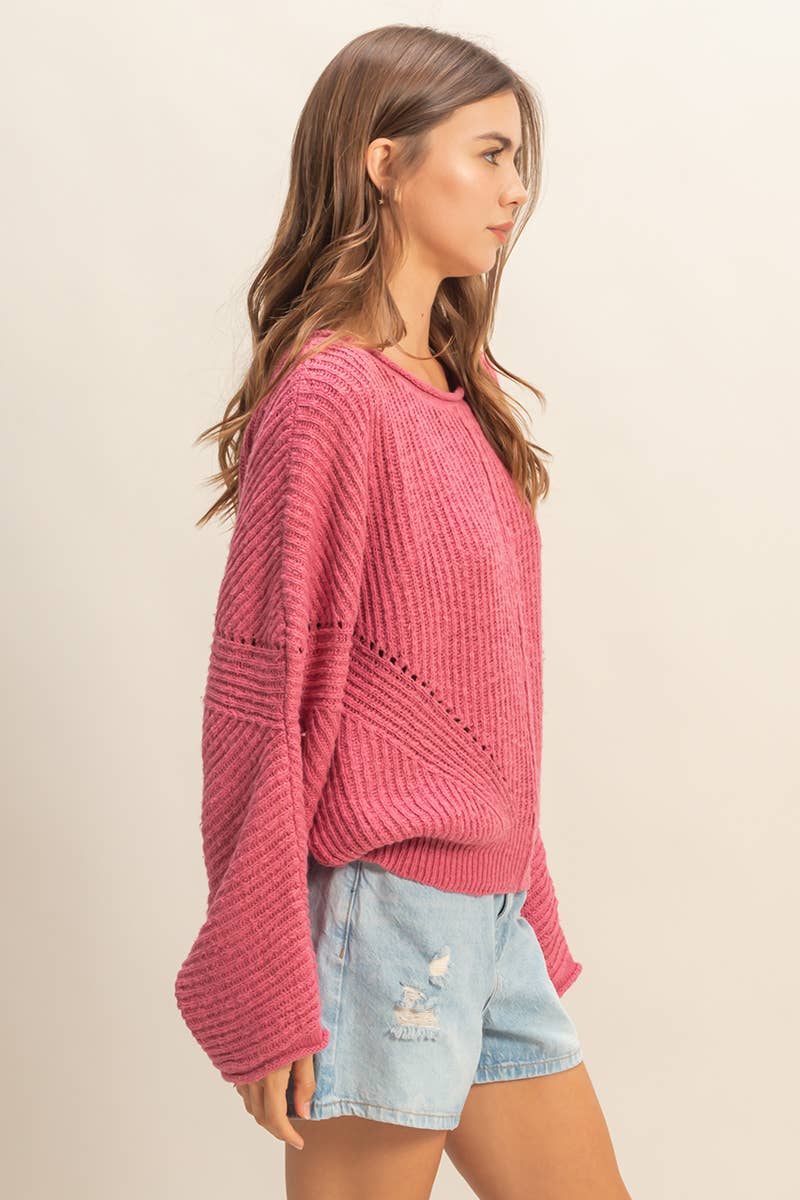 Berry Drop Sleeve Sweater