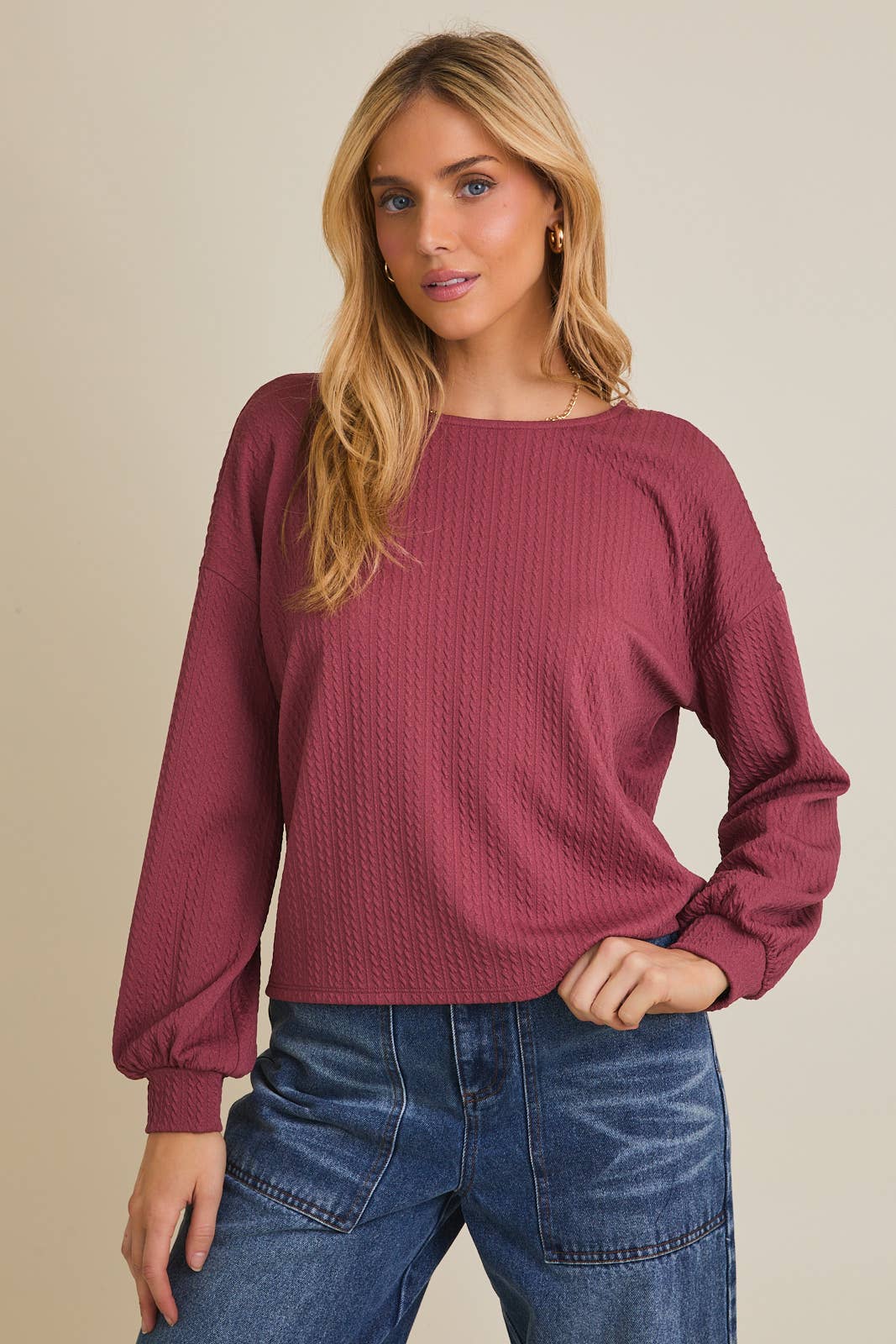 Mauve BACK RUCHING CABLE TOP