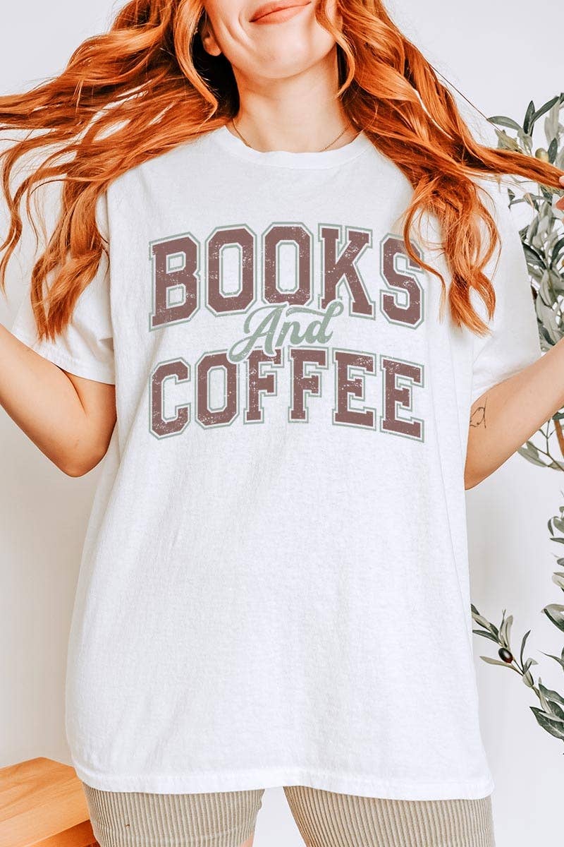 Books and Coffee Graphic Heavy Cotton Tee