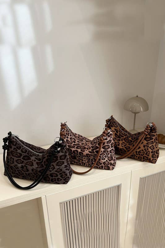 Leopard Suede Shoulder Bag