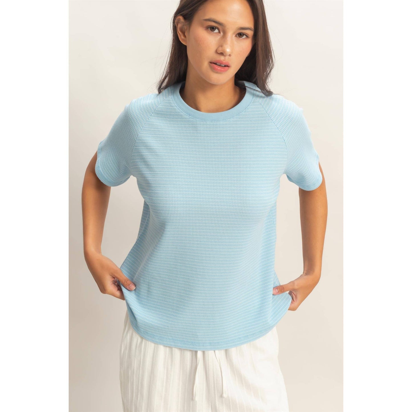 Striped thermal tee