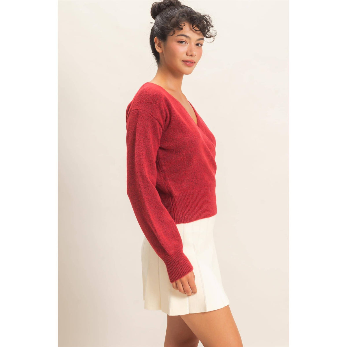 Wrap V Neck Sweater