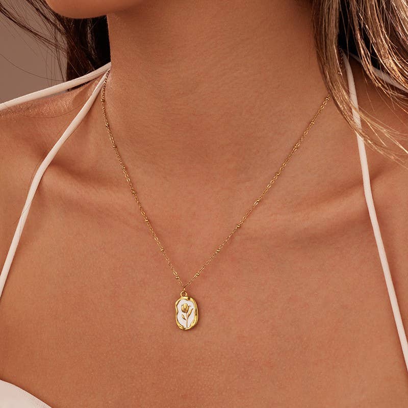 STAINLESS STEEL NON-TARNISH ROSE NECKLACE | 40NK9737