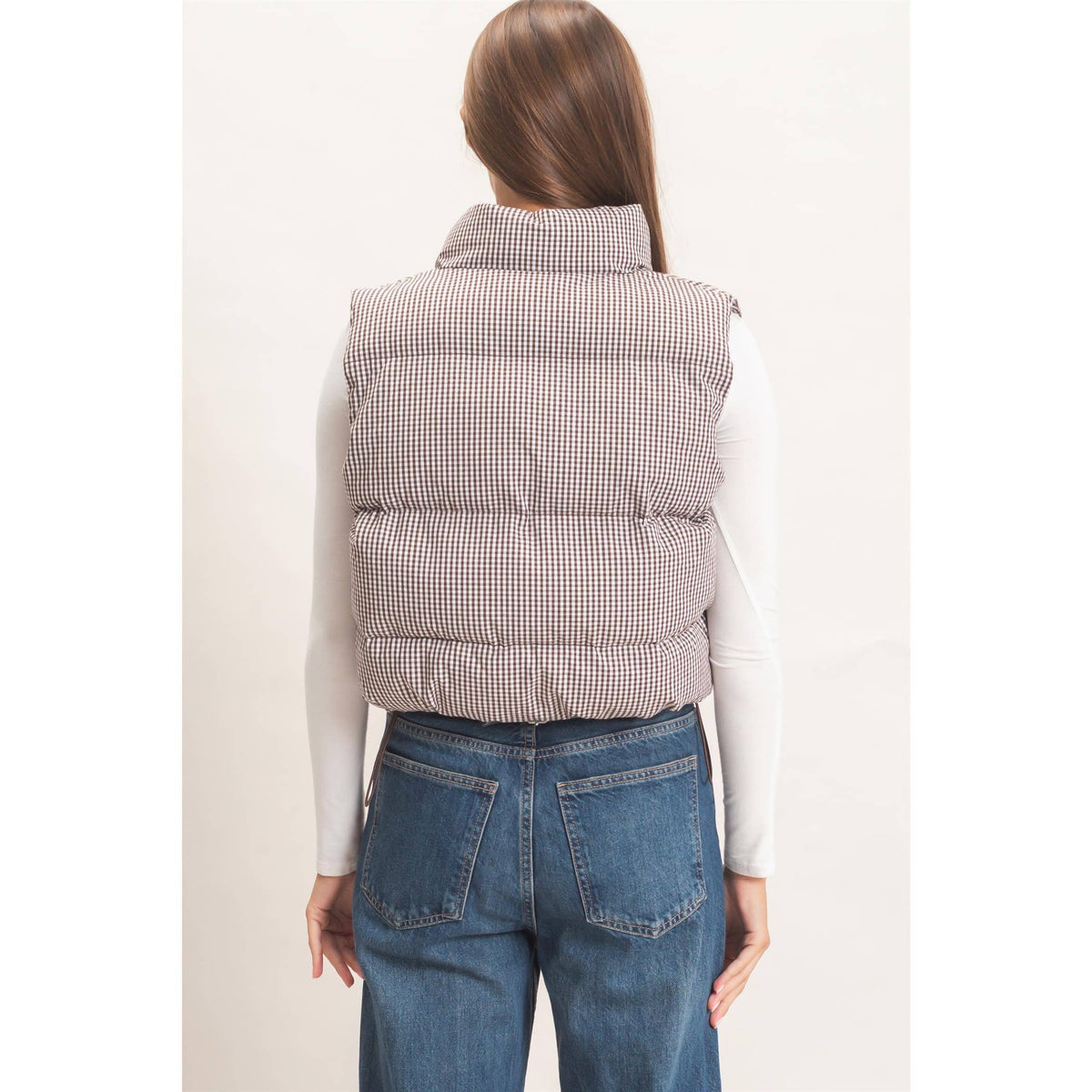 Gingham Puffer Vest