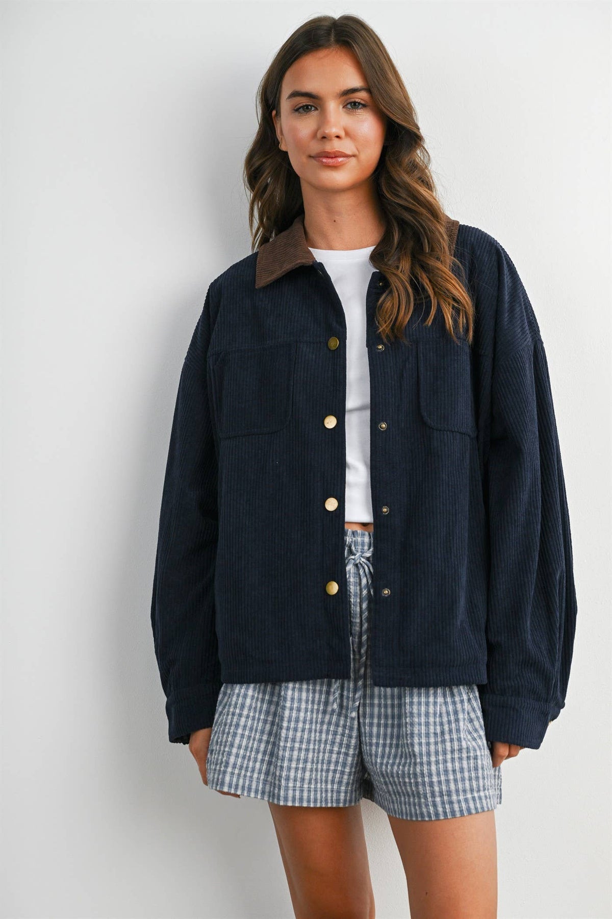 The Hazel Plaid Lined Corduroy Jacket-BMJ8614