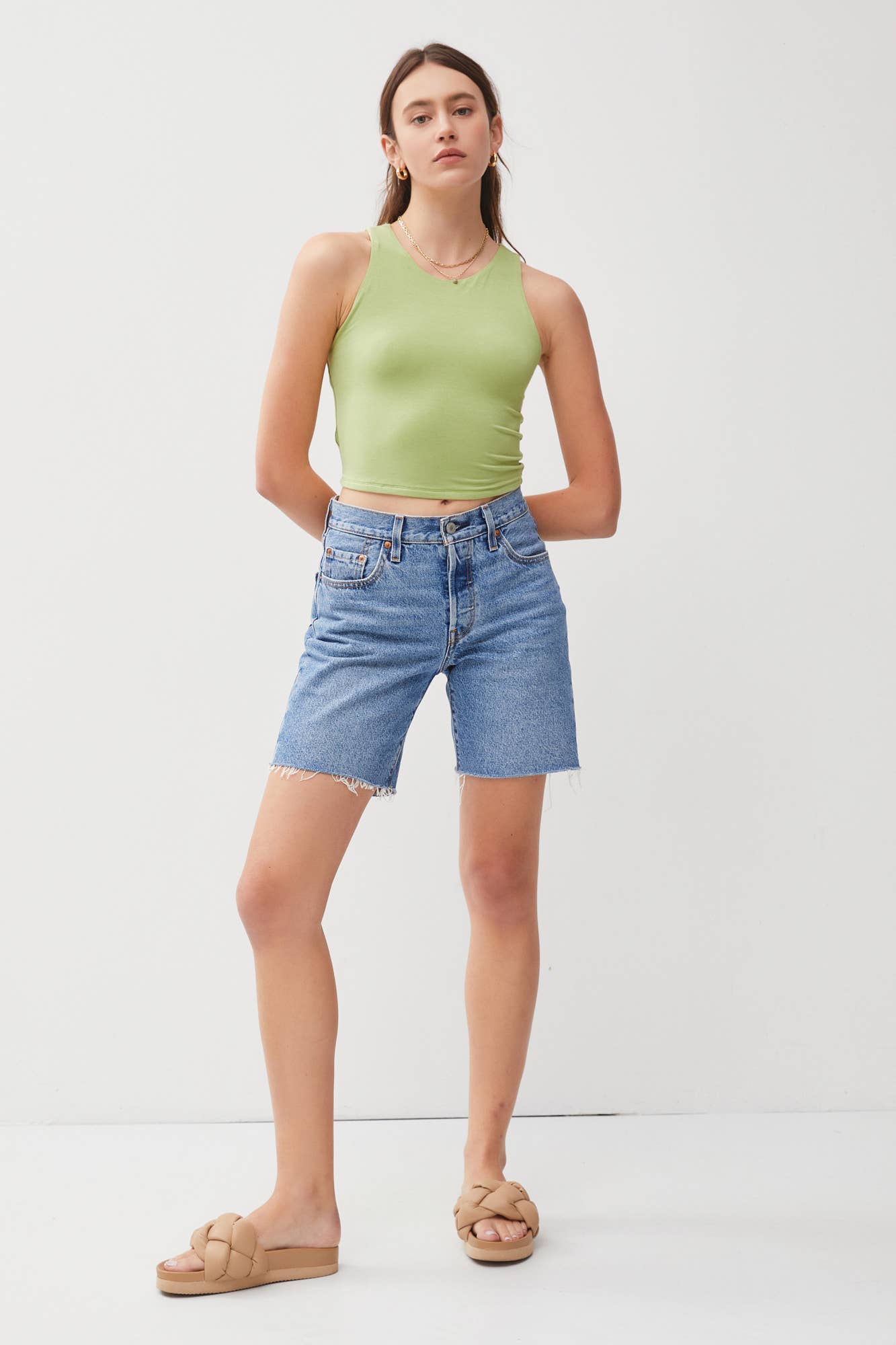 HIGH NECK CROPPED TANK