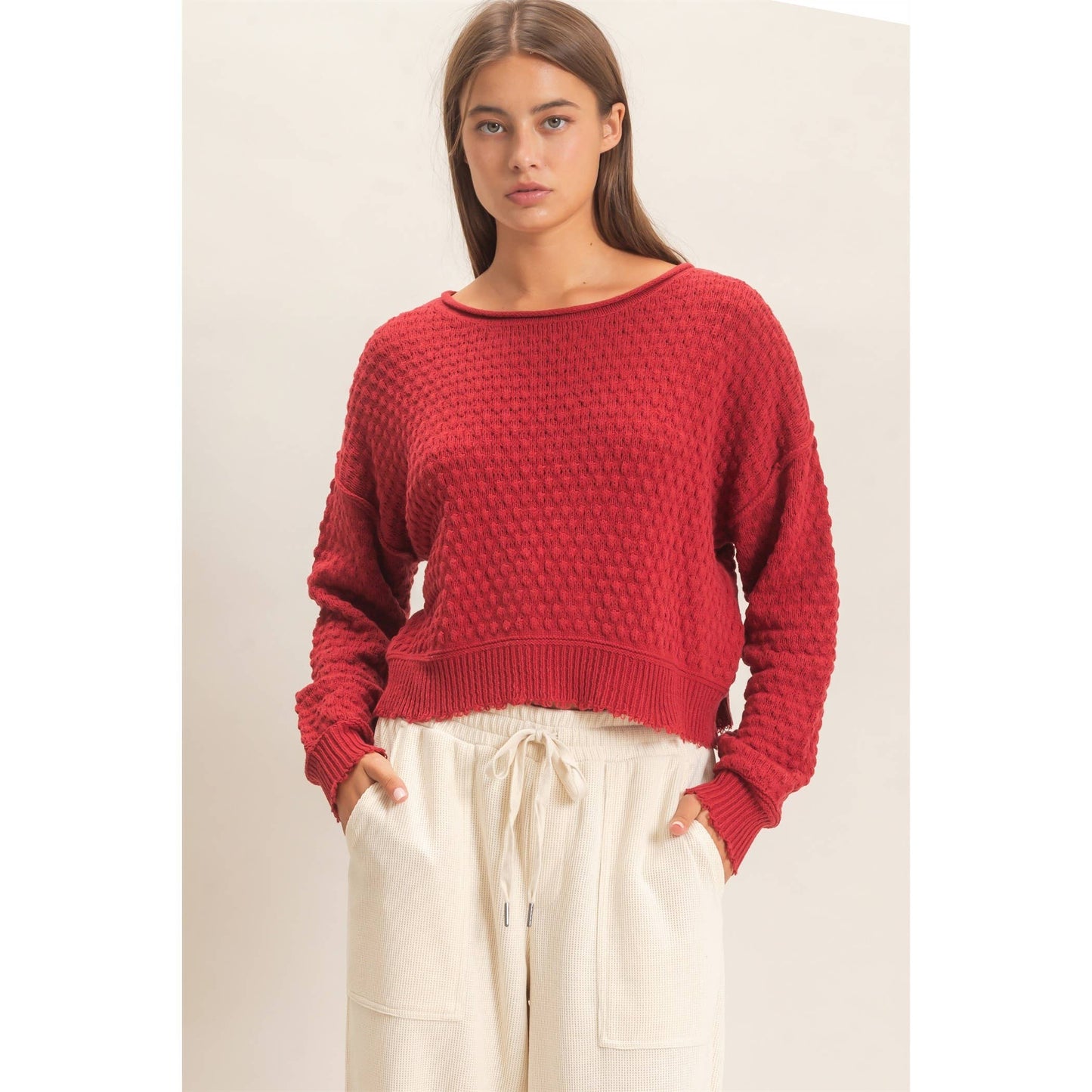 Boat Neck distressed Sweater