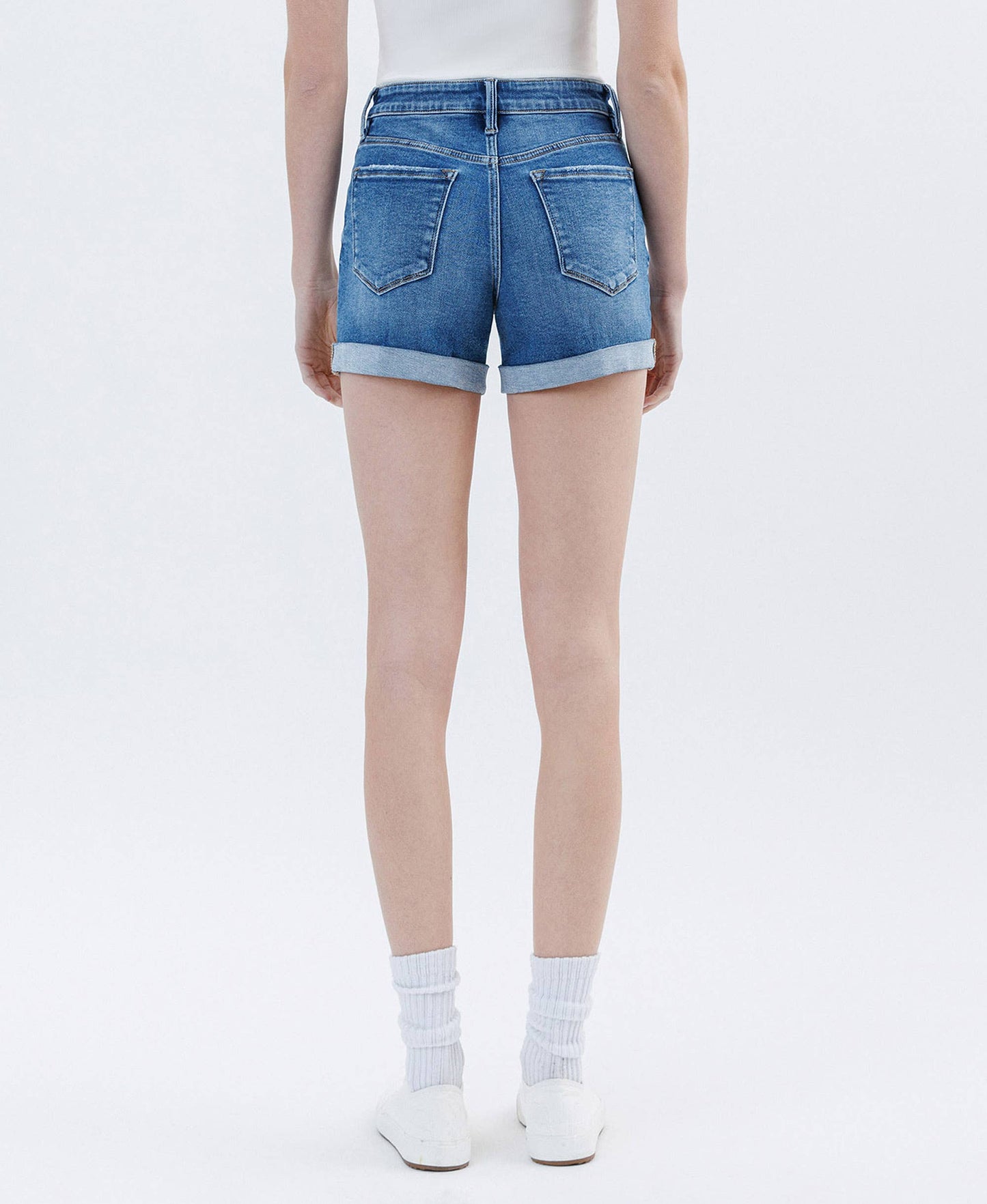 HIGH RISE DOUBLE CUFFED DENIM SHORTS LV1833