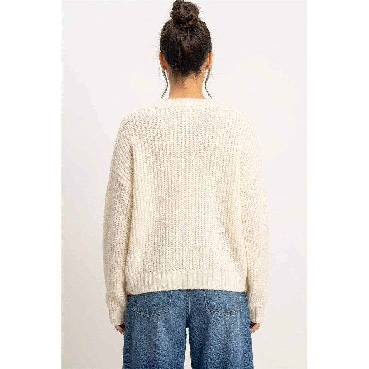 Cable Knit V-Neck Sweater