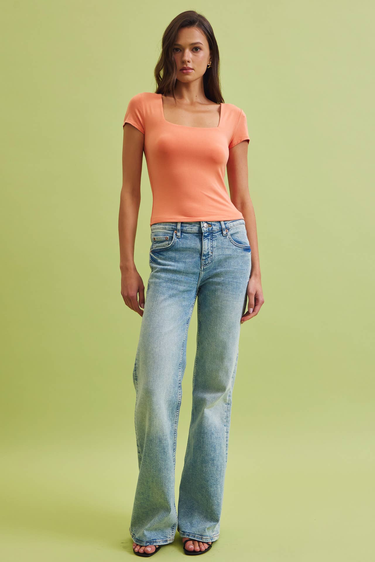 SQUARE NECK KNIT TEE