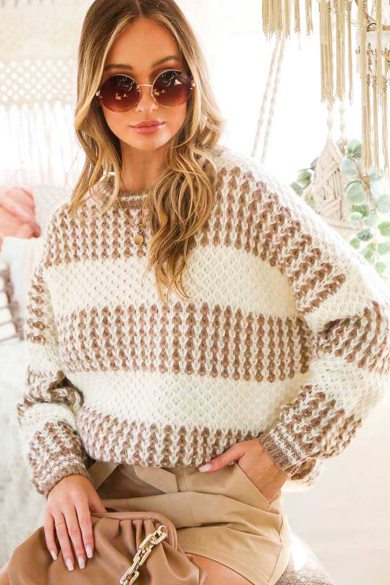 Mocha Color Block Sweater