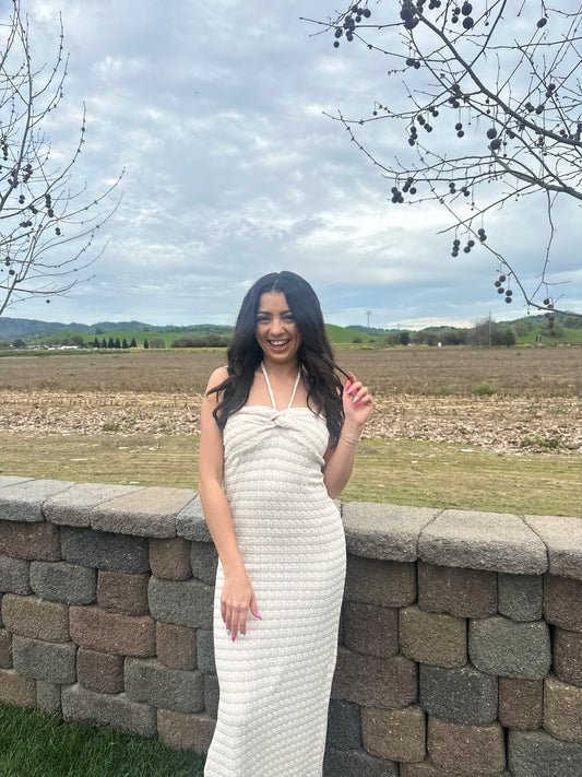 Halter Twist Midi Dress