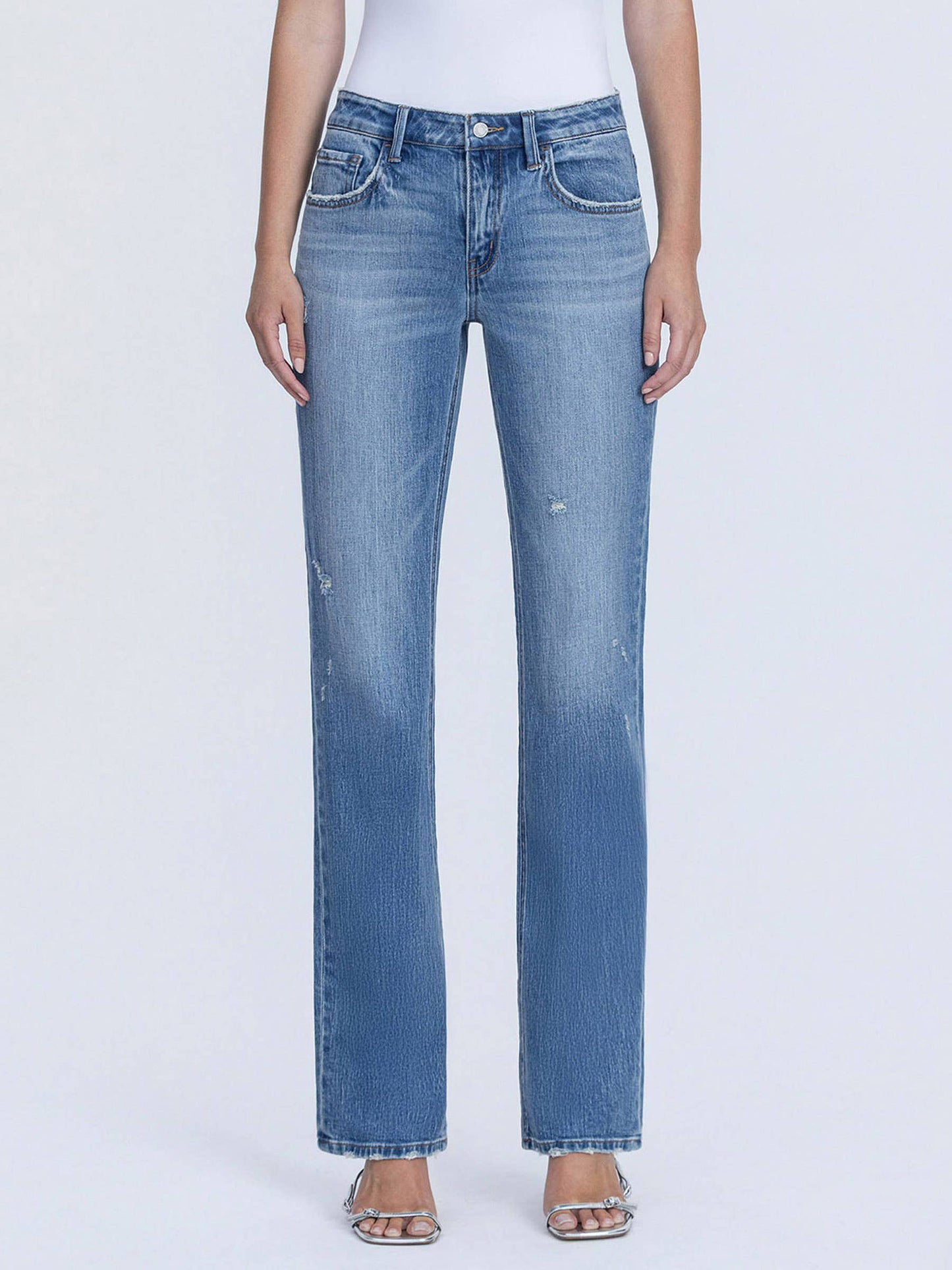 SOPHIA MID RISE FULL LENGTH MEDIUM WASH STRAIGHT JEANS T7310