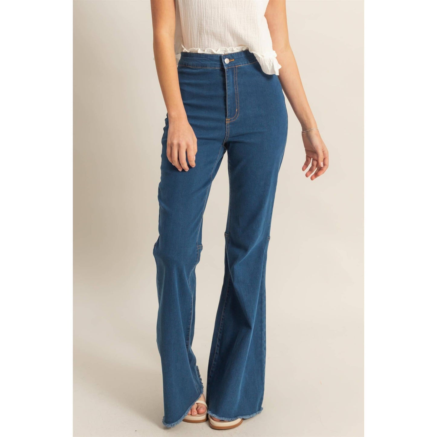 High-Waist  Denim Flared Pants