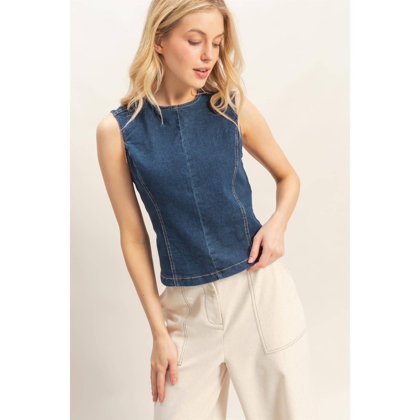 Open back Denim Top