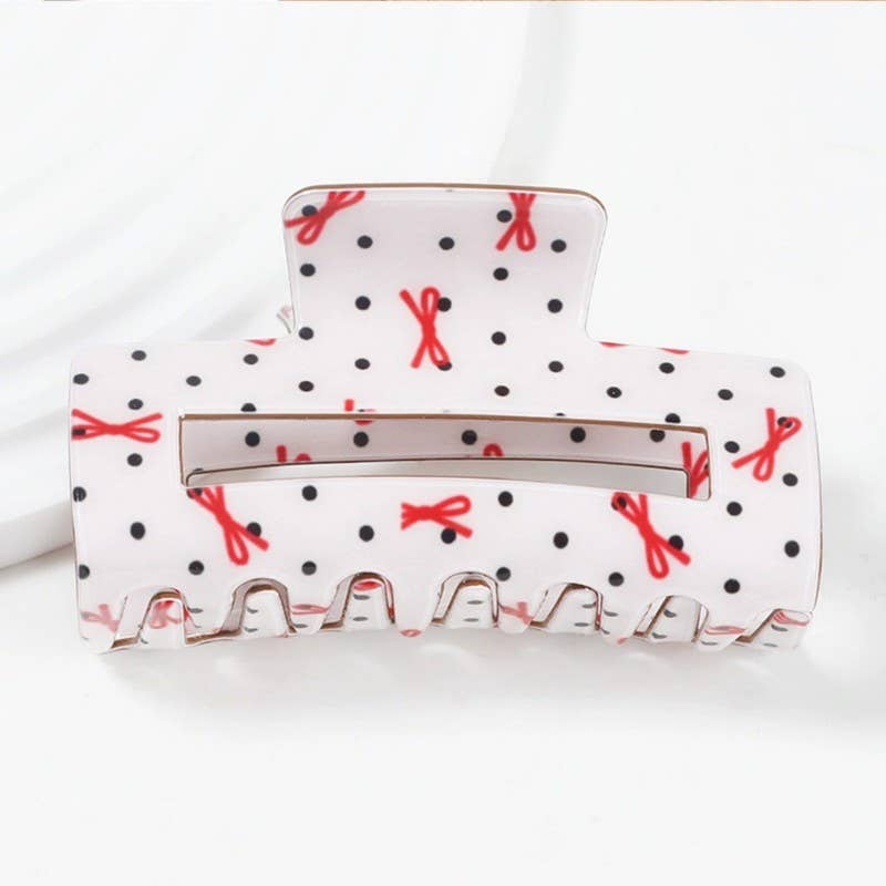 JUMBO  BOW HEART RECTANGLE HAIR CLAW CLIPS | 40H935
