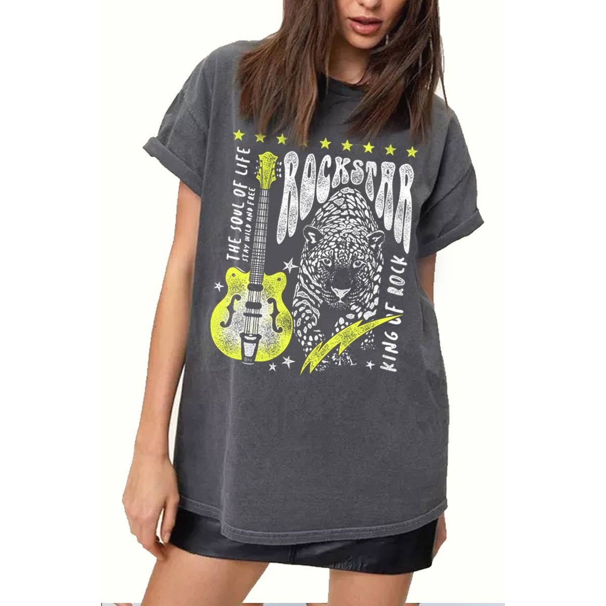 ROCKSTAR LEOPARD OVERSIZED GRAPHIC TEE