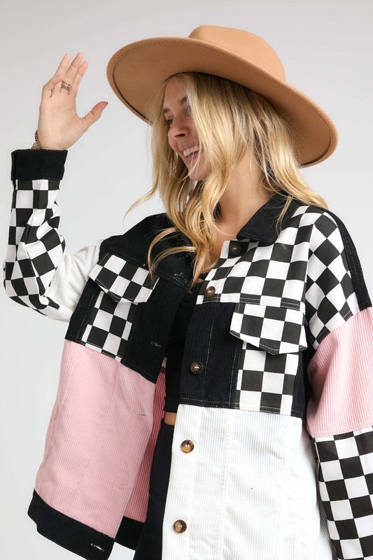 Pink Checked out shacket