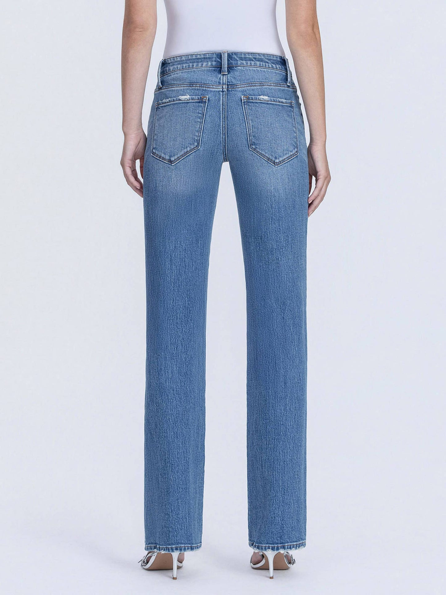 SOPHIA MID RISE FULL LENGTH MEDIUM WASH STRAIGHT JEANS T7310