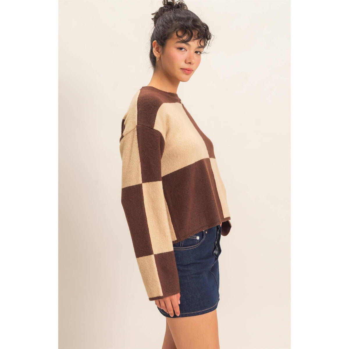 Sage Checkered Sweater