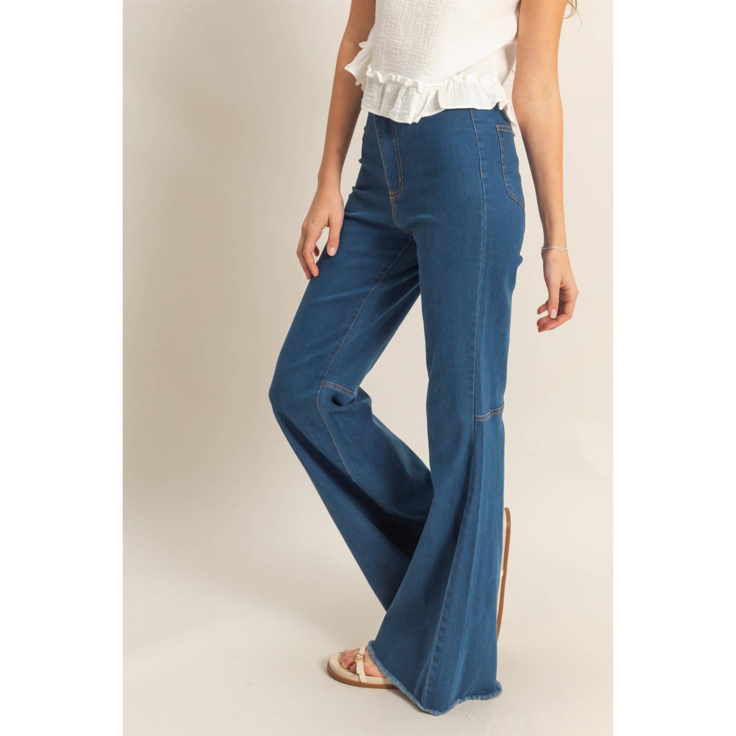 High-Waist  Denim Flared Pants