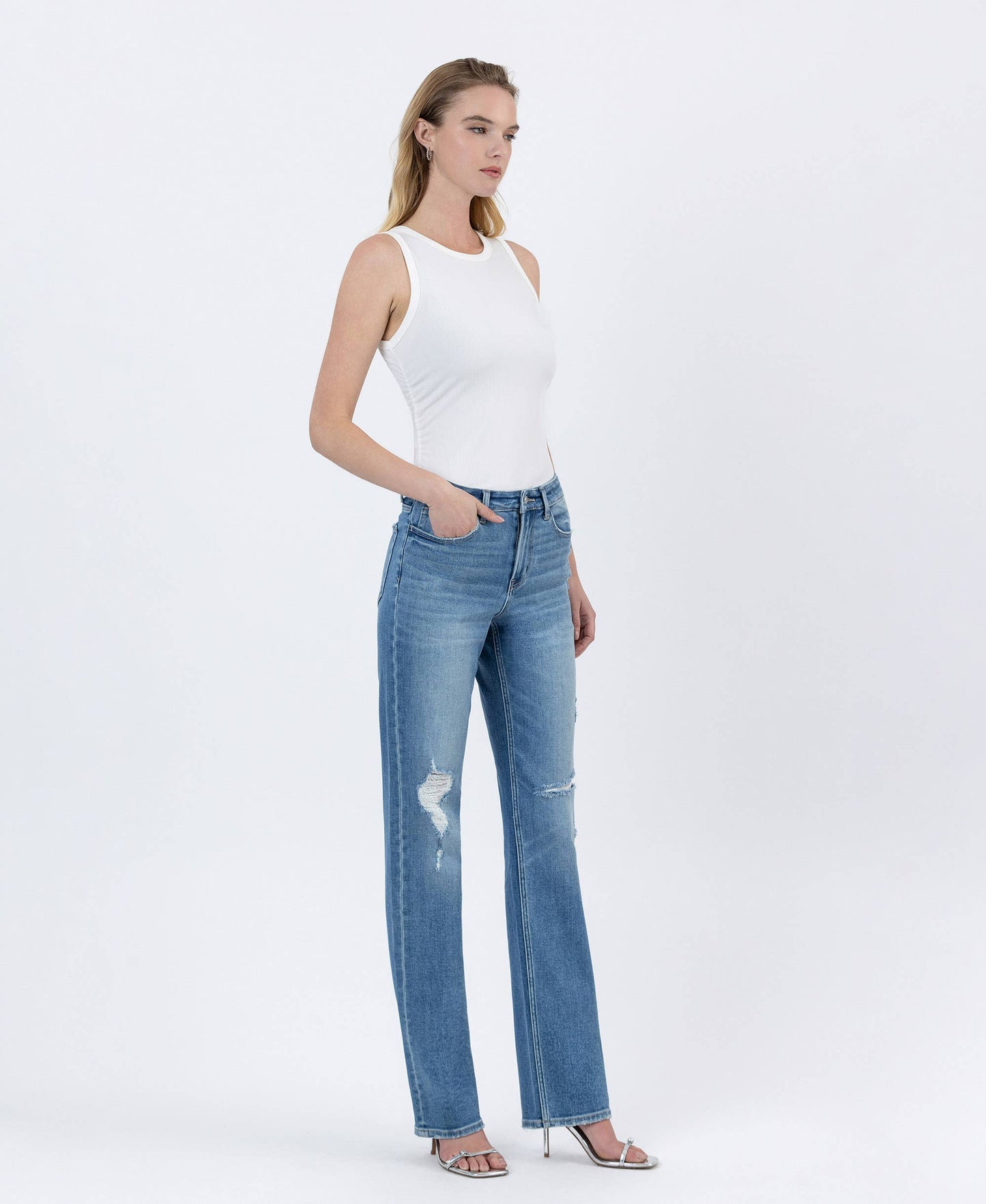 MELISSA HIGH RISE FULL LENGTH STRAIGHT LEG JEANS T6868