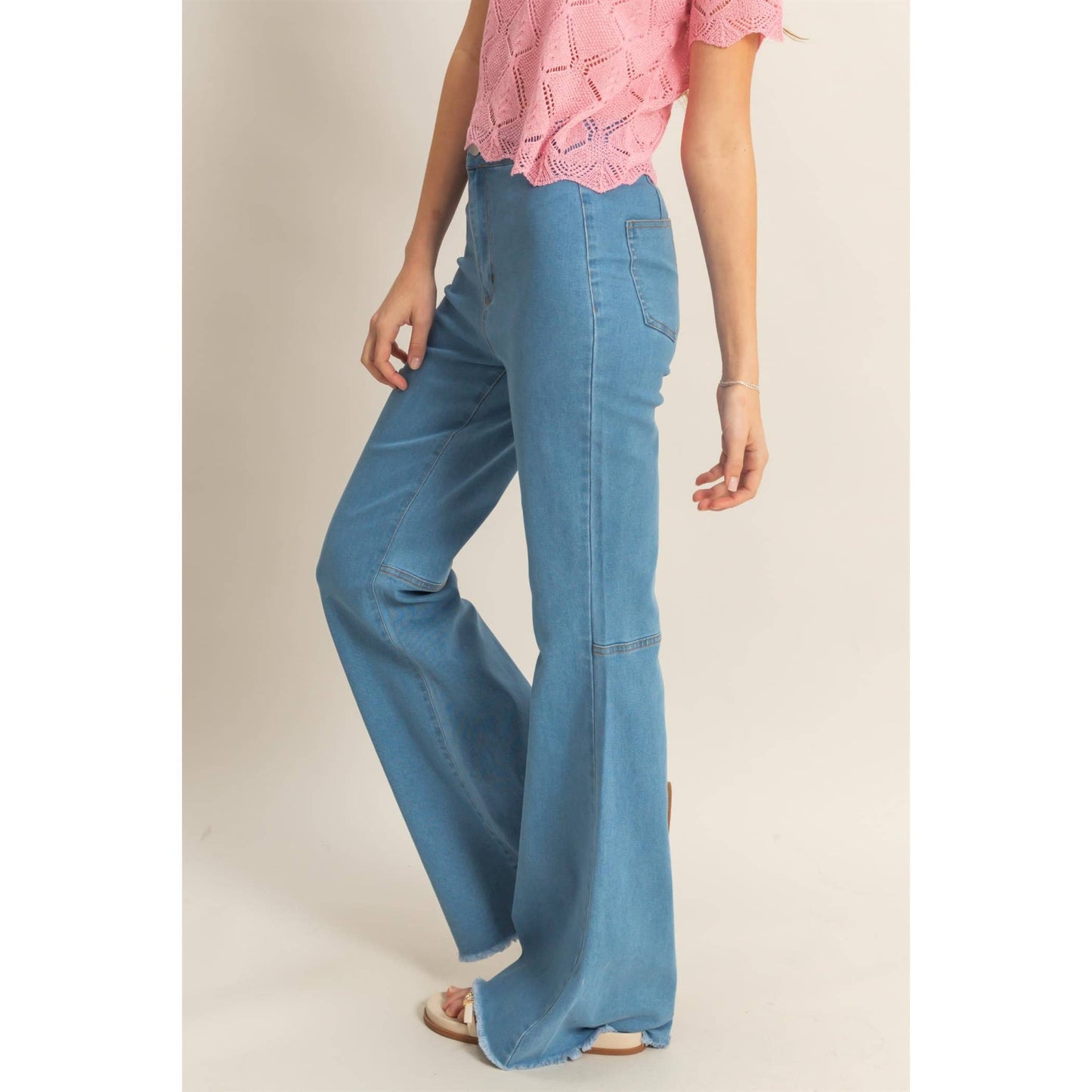 High-Waist  Denim Flared Pants