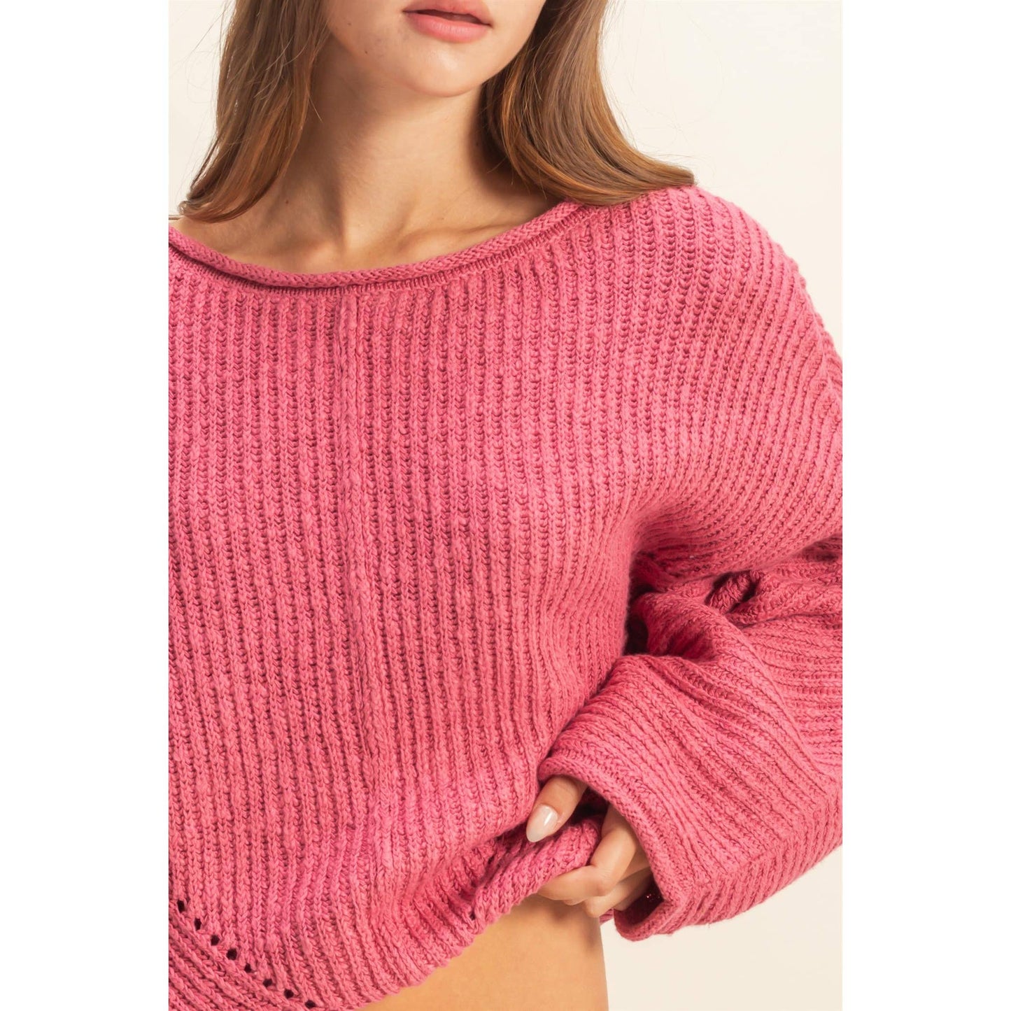 Berry Drop Sleeve Sweater