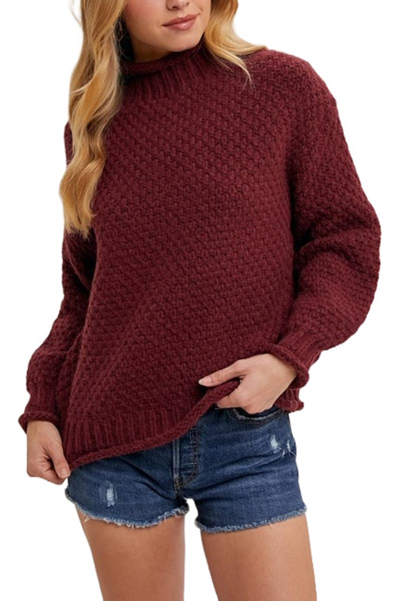Burgundy mock neck sweater
