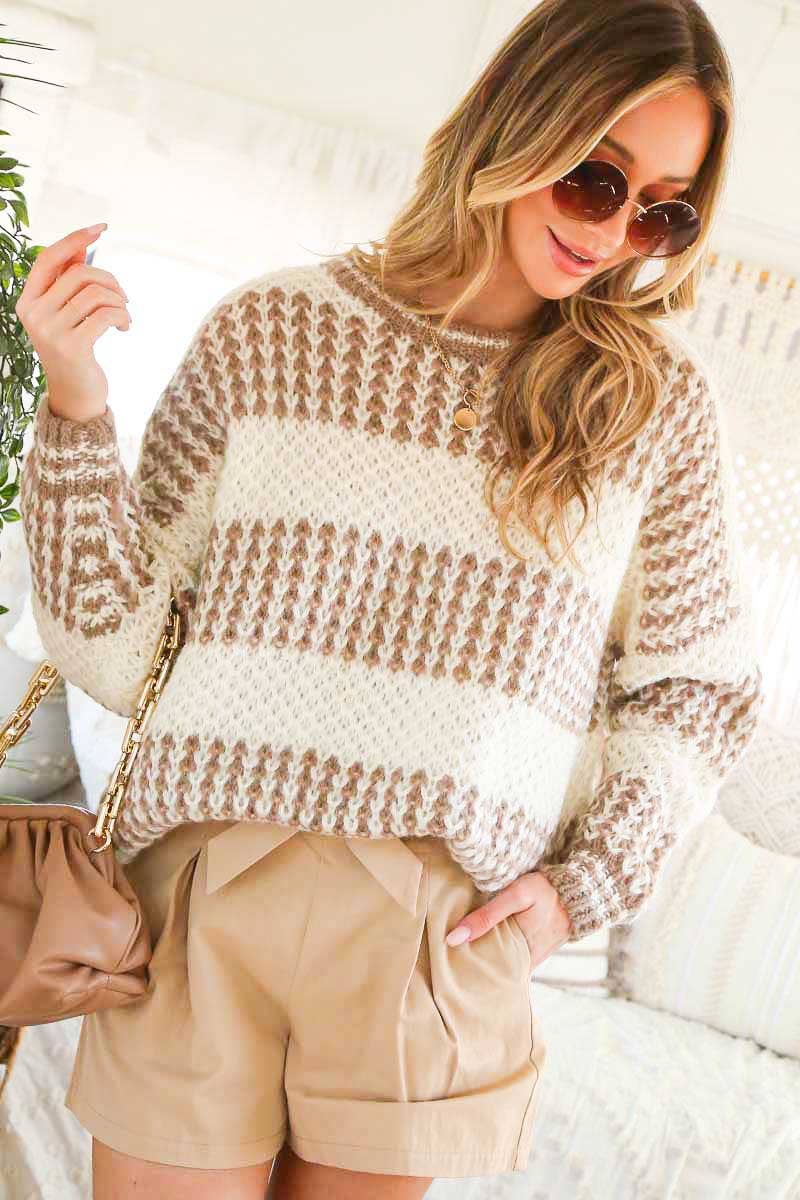 Mocha Color Block Sweater