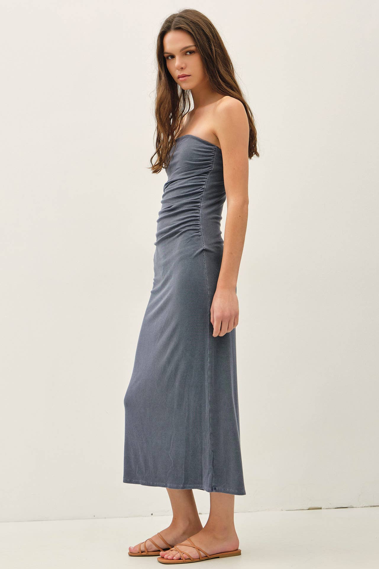 BASIC RIBBED MIDI TUBE DRESS