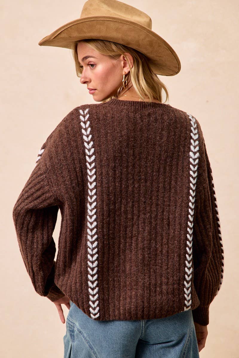 Stitched Details Sweater Top