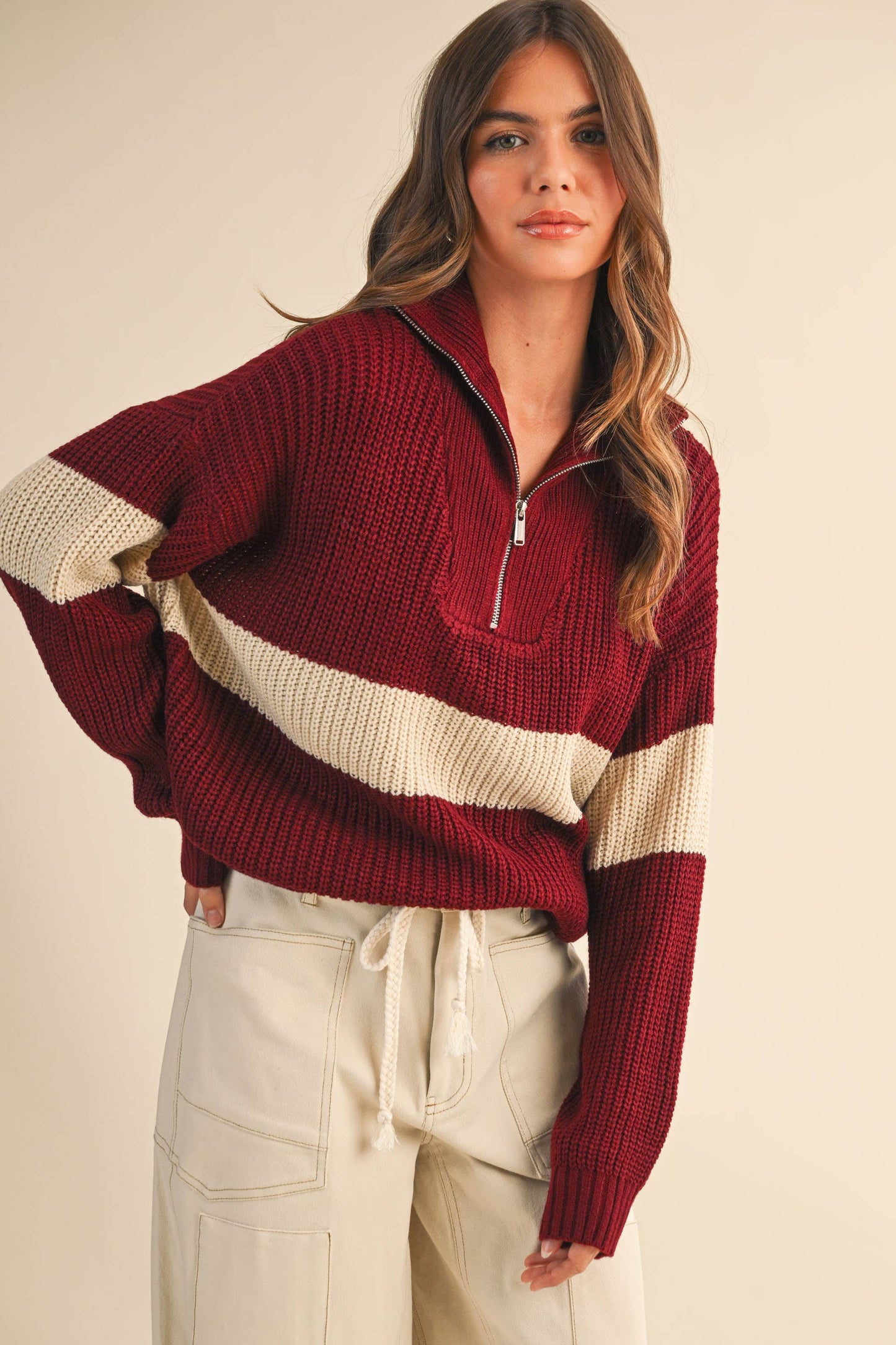 Burgundy Half zip sweater