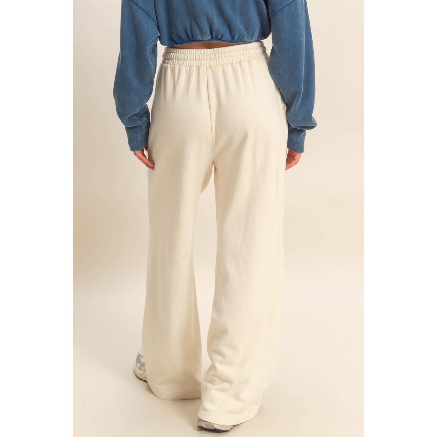 Acid Wash French Terry Wide-Leg Pants