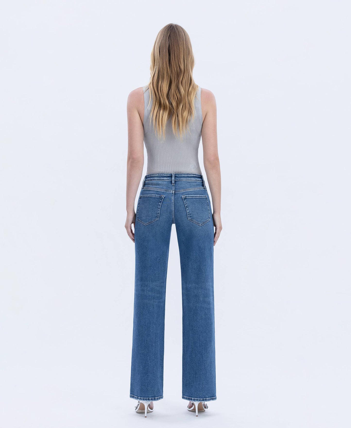 BRANDY HIGH RISE FULL LENGTH SLIM WIDE JEANS T6502