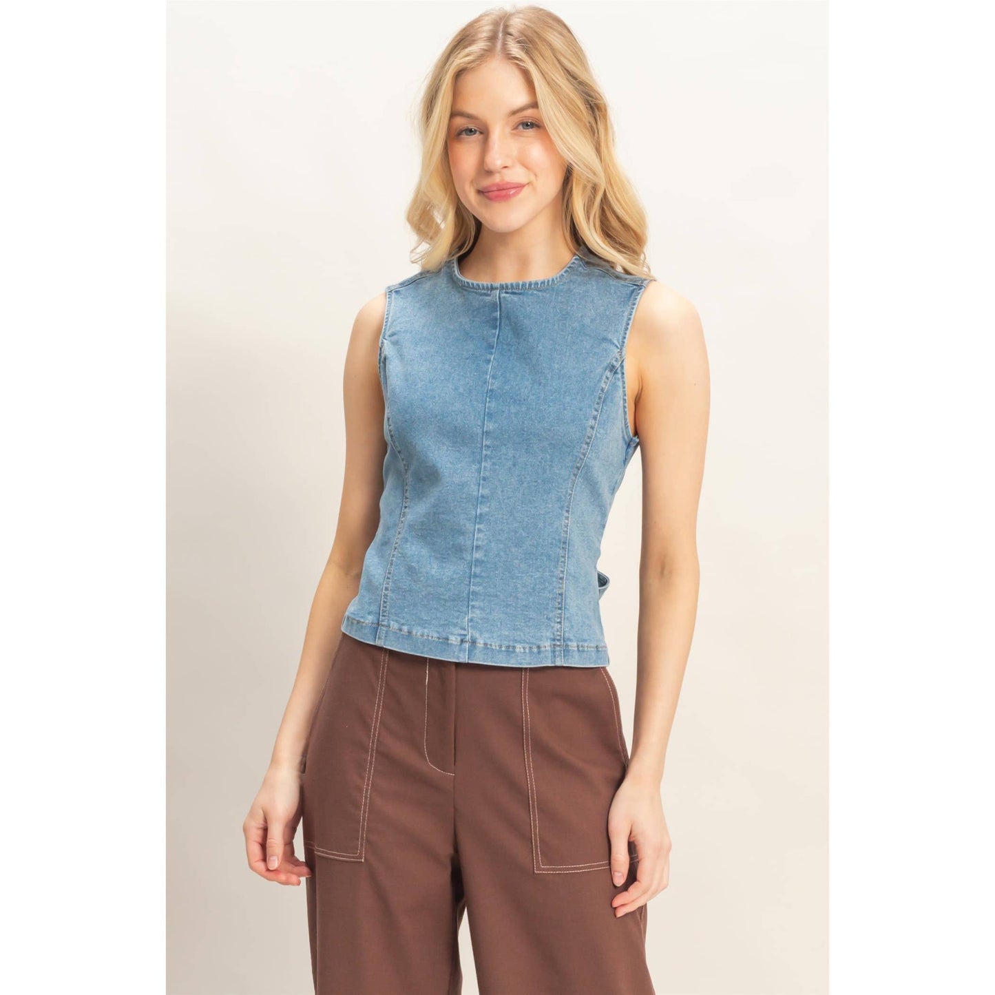 Open back Denim Top