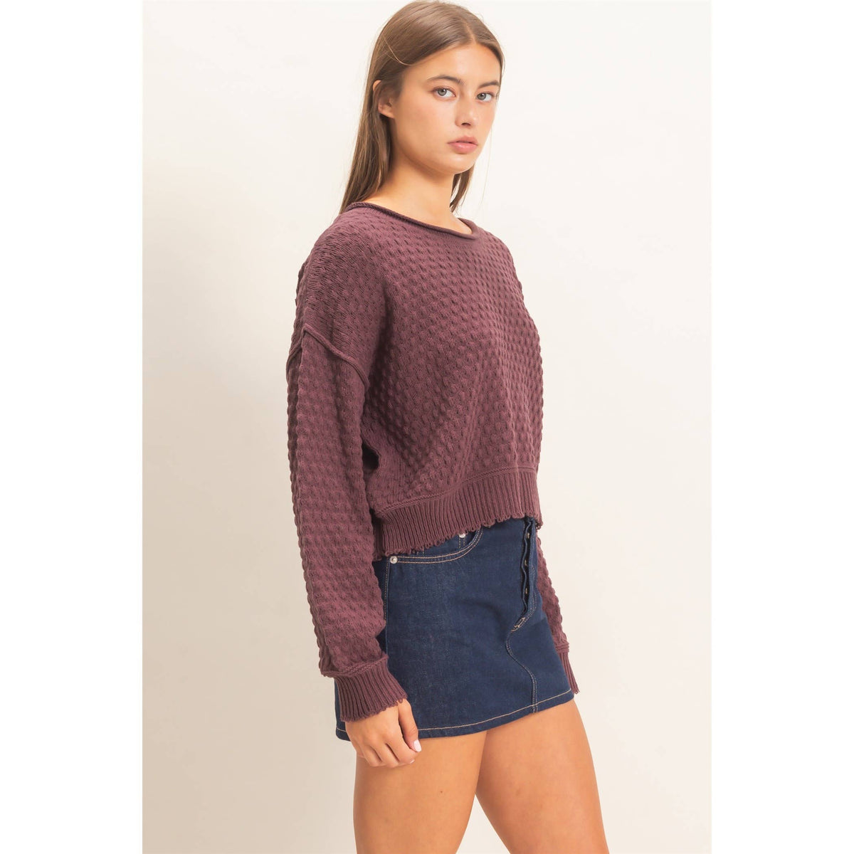 Boat Neck distressed Sweater