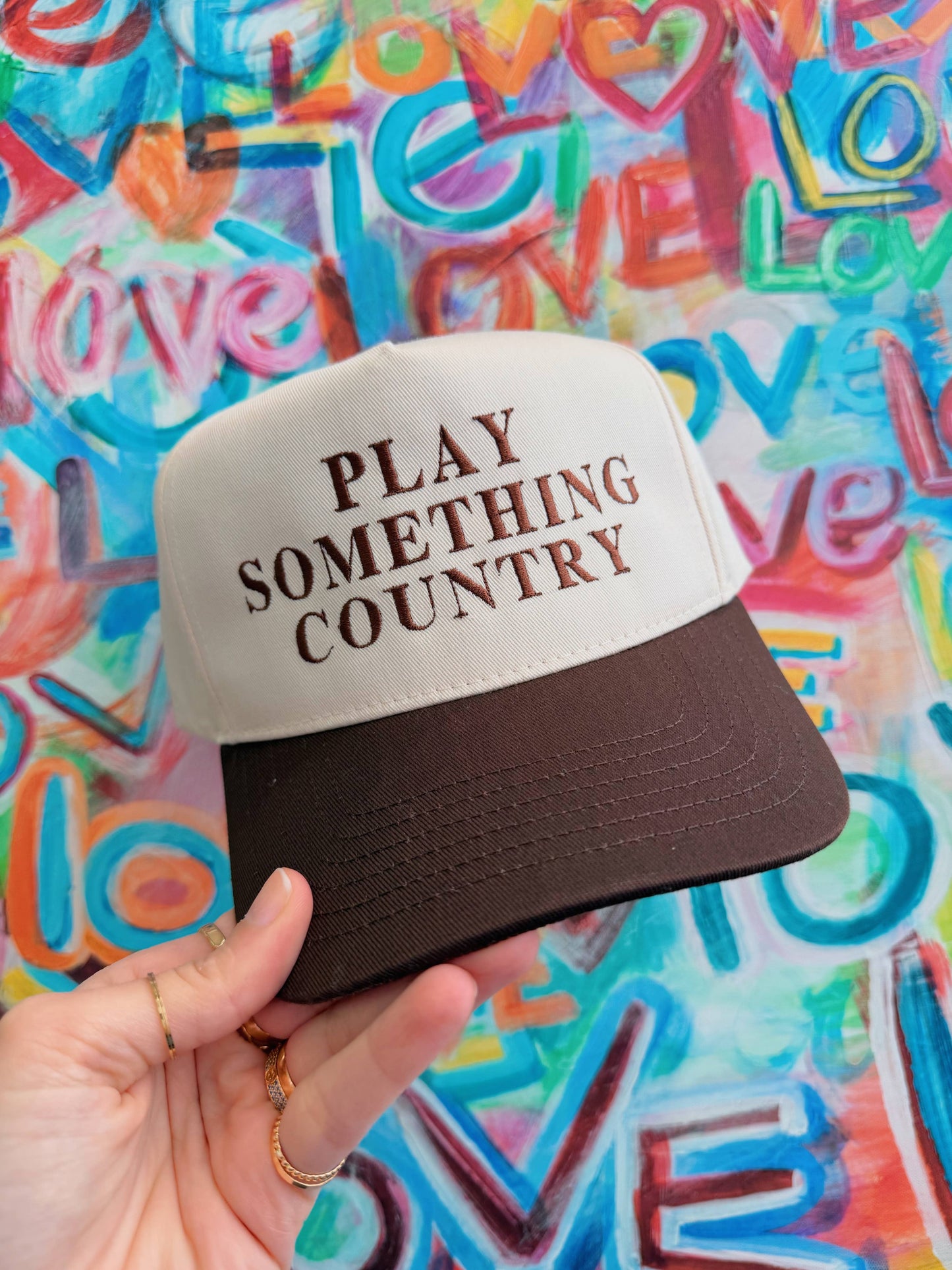 Play Something Country Embroidered Hat (Brown Hat)
