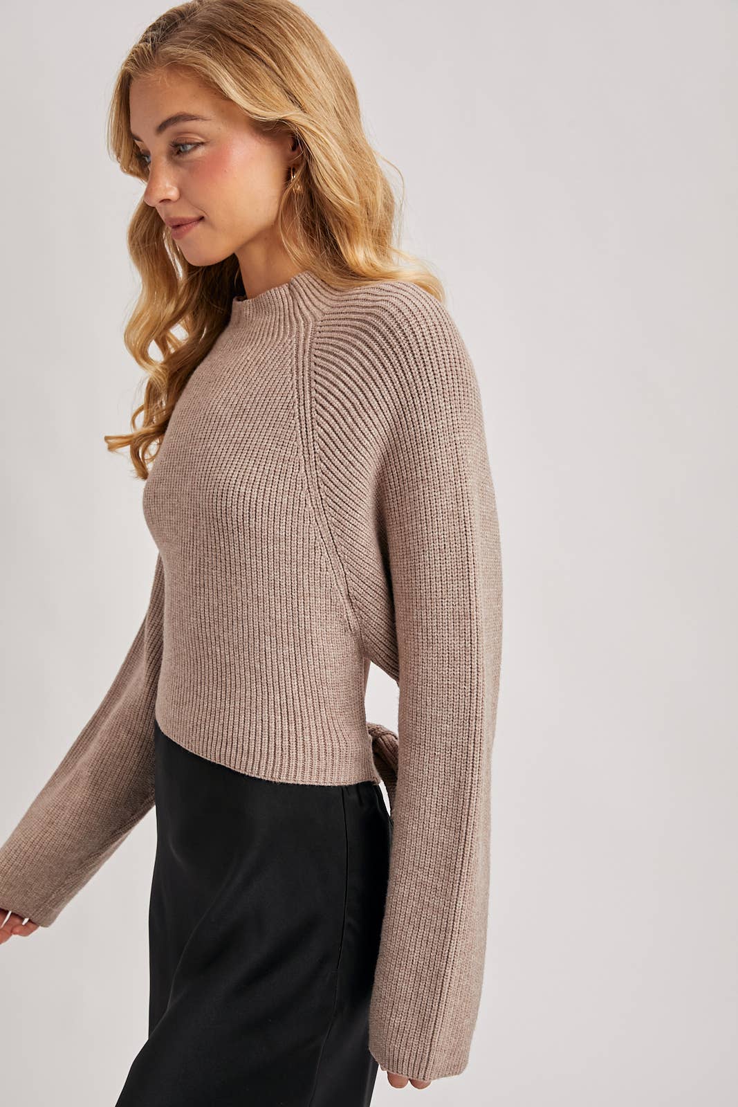 OPEN BACK TIE SWEATER