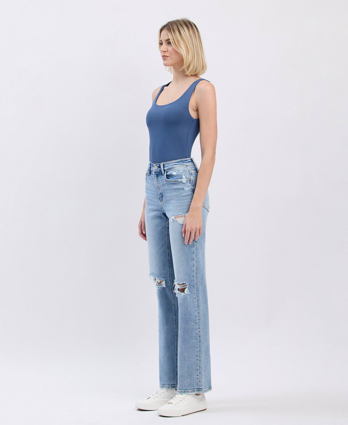 ALLY HIGH RISE DISTRESSED STRAIGHT JEANS