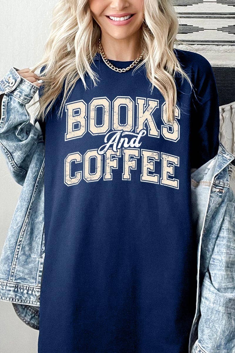 Books and Coffee Graphic Heavy Cotton Tee