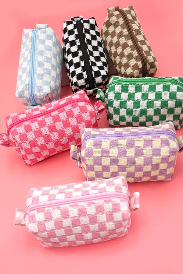CHECKER MAKEUP COSMETIC POUCH BAG | 40P522